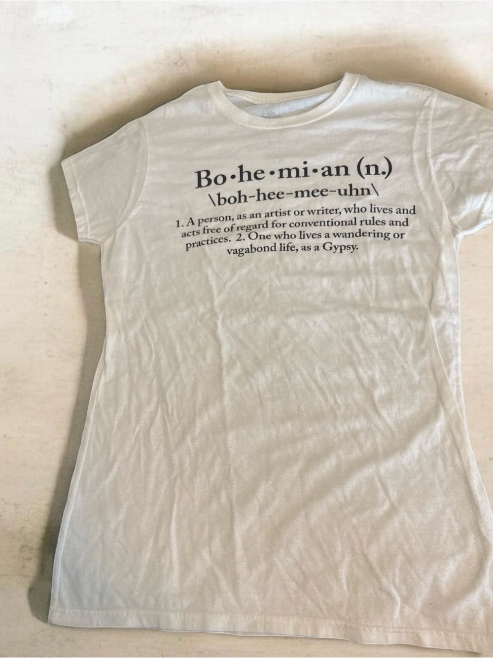 Bohemian Definition Graphic Tee - White with Black Text